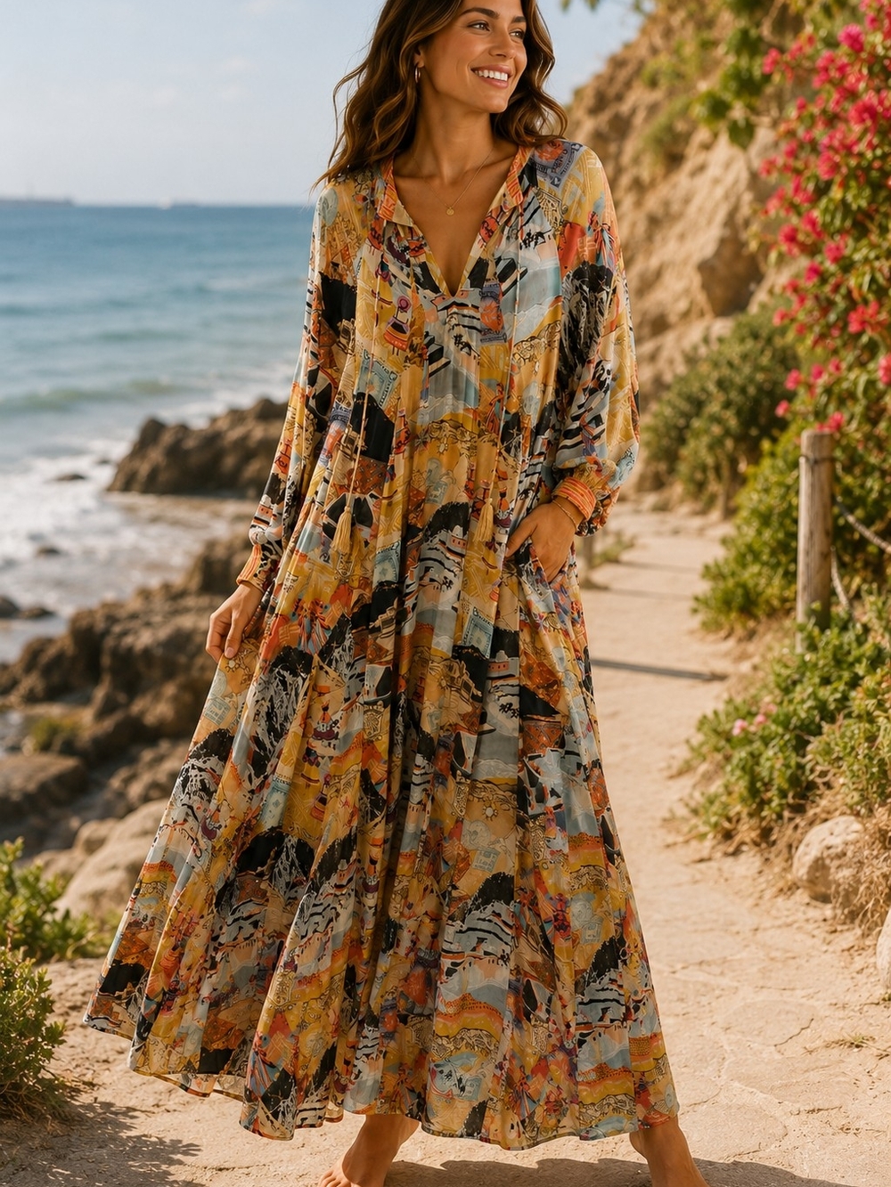 Chufy Multicolor Printed Boho Dress Memories of Peru